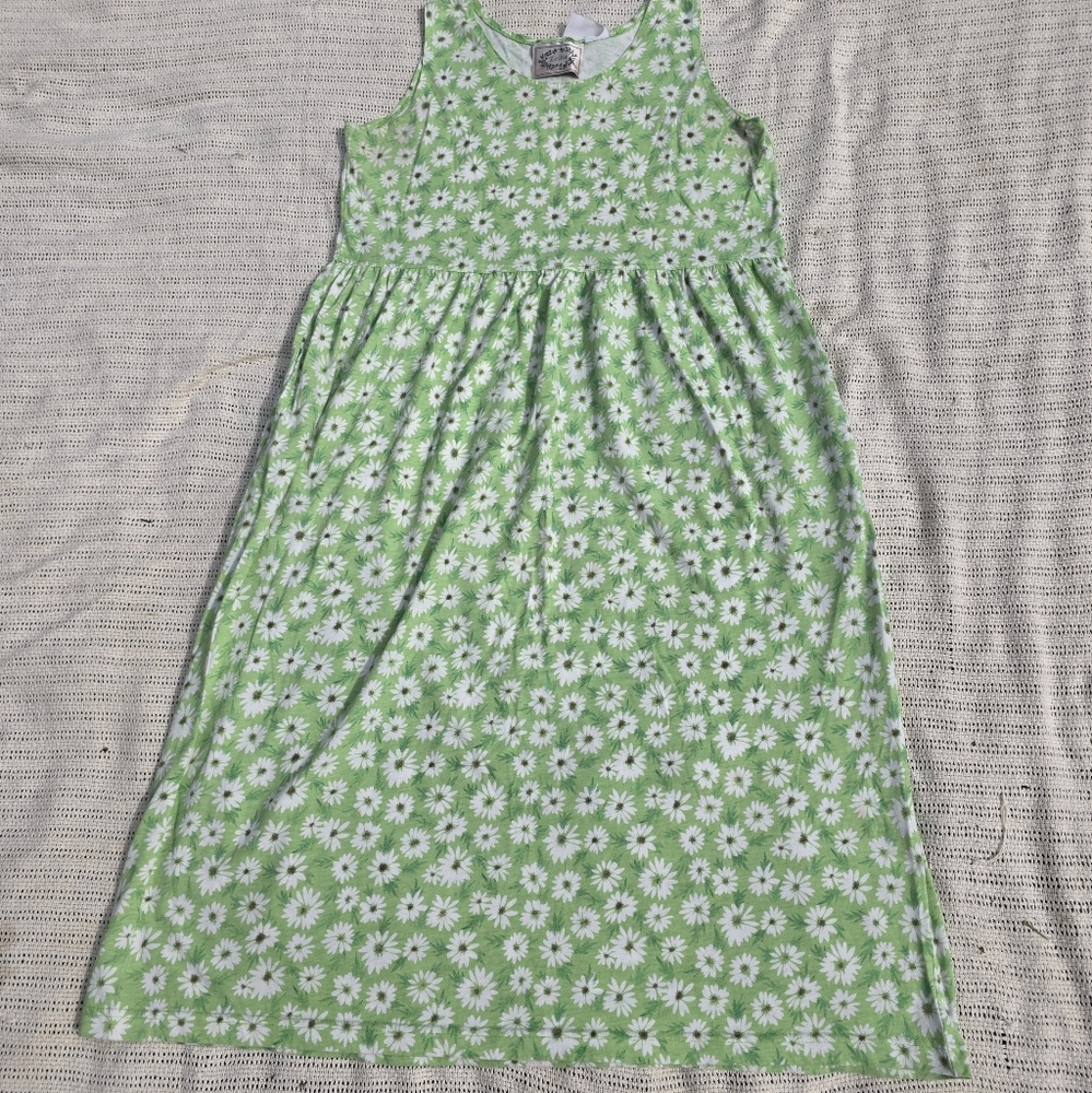 Erika Green Smocked Sundress Sleeveless Casual